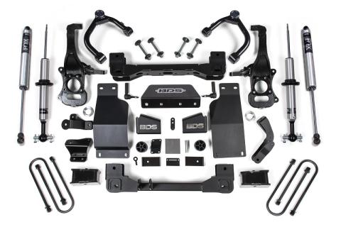 25-Up Silverado/Sierra 1500 4WD 4 Inch Suspension Lift Kit 3.0 Diesel / 2.7 Gas 3 Inch Rear Block Fox 2.0 IFP PS Snap Ring Strut Front Fox 2.0 IFP PS Rear BDS Suspension