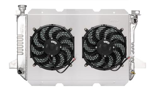 85-96 Ford Truck Coyote Swap Aluminum Radiator and Dual 12 Inch Fan Kit Cold Case Radiators