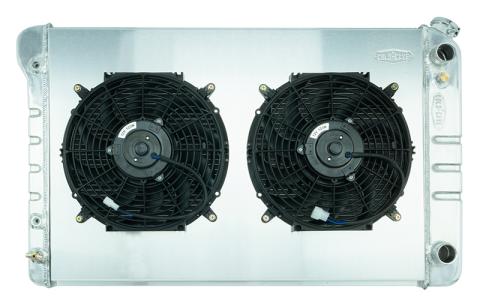 77-87 Pickup Truck 21 Inch LS Swap Aluminum Radiator AT and 12 Inch Fan Kit Cold Case Radiators