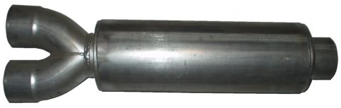 Diesel Exhaust Muffler 32 Inch Round 4 Inch Center/ Dual Aluminized Performance Louvered Exhaust Muffler Diamond Eye