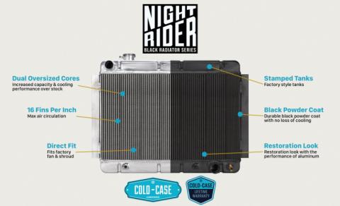 67-76 Chevy GMC Pickup Truck Automatic Aluminum Radiator Black Night Rider Series Cold Case Radiators