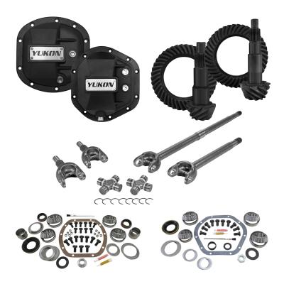 Stage 3 Jeep JK Re-Gear Kit W/Covers Front Axles Dana 30/44 4.56 Ratio JK Non-Rubicon D30/D44 Stage 3 Gear Kit Package 4.56 Ratio F&amp;R Covers &amp; 4340 Front Axles Yukon Gear