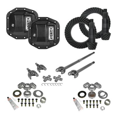 Stage 3 Jeep JL Re-Gear Kit W/Covers Front Axles Dana 30/35 4.56 Ratio JL Non-Rubicon M200 Rear/ M186 Front Stage 3 Gear Kit Package 4.56 F&amp;R Cover &amp; 4340 Front Axles Yukon Gear