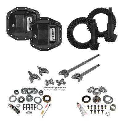 Stage 3 Jeep JL Re-Gear Kit W/Covers Front Axles Dana 30/44 4.11 Ratio JL Non-Rubicon M220 Rear/ M186 Front Stage 3 Gear Kit Package 4.11 F&amp;R Cover &amp; 4340 Front Axles Yukon Gear