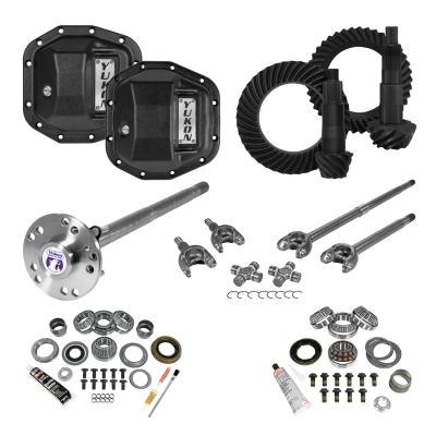 Stage 4 Jeep JL Re-Gear Kit W/Covers Fr/Rr Axles Dana 30/44 4.11 Ratio JL Non-Rubicon M220 Rear/ M186 Front Stage 4 Gear Kit Package 4.11 F&amp;R Cover &amp; 4340 F&amp;R Axle Kits Yukon Gear